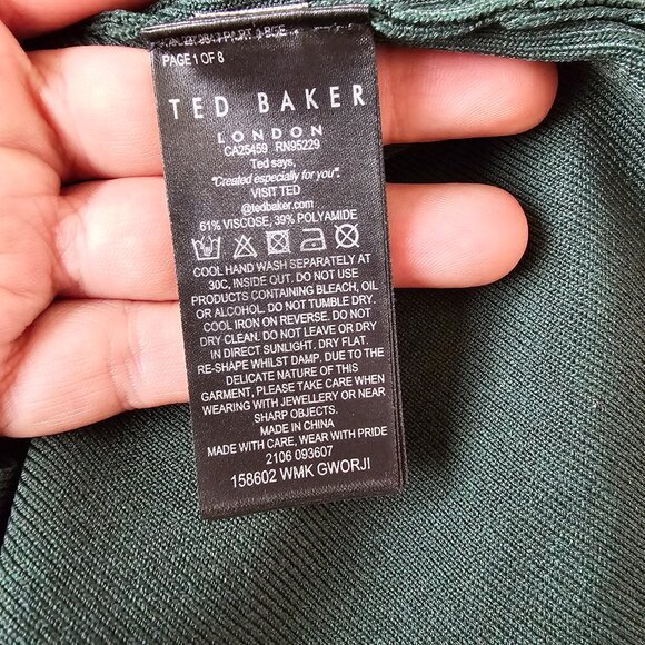 Ted Baker Gworji Long Sleeve Knit Wrap Top Blouse, Size 2, Emerald - Picture 13 of 14